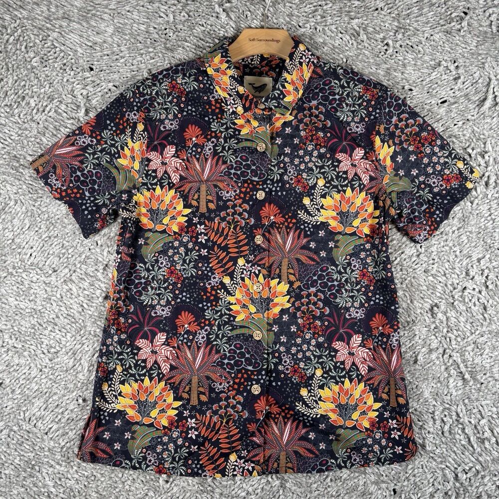 Yiume Hawaiian Shirt Men’s Small Floral Short Sleeve Tropical Aloha Beach Summer